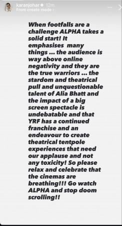 'Stop doom scrolling': Karan Johar defends Alia Bhatt's Alpha amid trolling; netizens criticise him for skipping Sharvari's name 'Stop doom scrolling': Karan Johar defends Alia Bhatt's Alpha amid trolling; netizens criticise him for skipping Sharvari's name