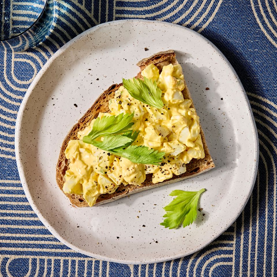A recipe image of 3-Ingredient Egg Salad. Credit: Photographer: Jen Causey, Food Stylist: Chelsea Zimmer, Prop Stylist: Claire Spollen.