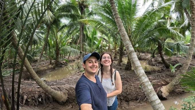 Liam and Sarah on a trip to the Mekong Delta. Photo: NVCC