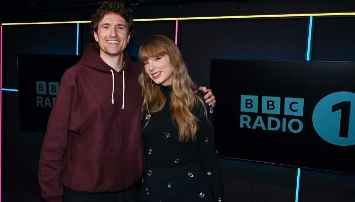 Greg James and Taylor Swift.