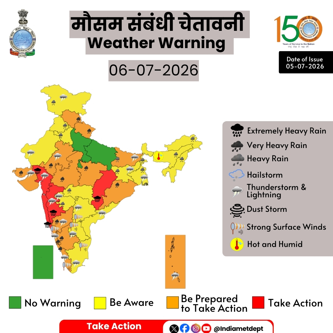 Monsoon Alert - Heavy Rain Warning for 15 States, IMD Warns Thunderstorms in Several States 2 Image