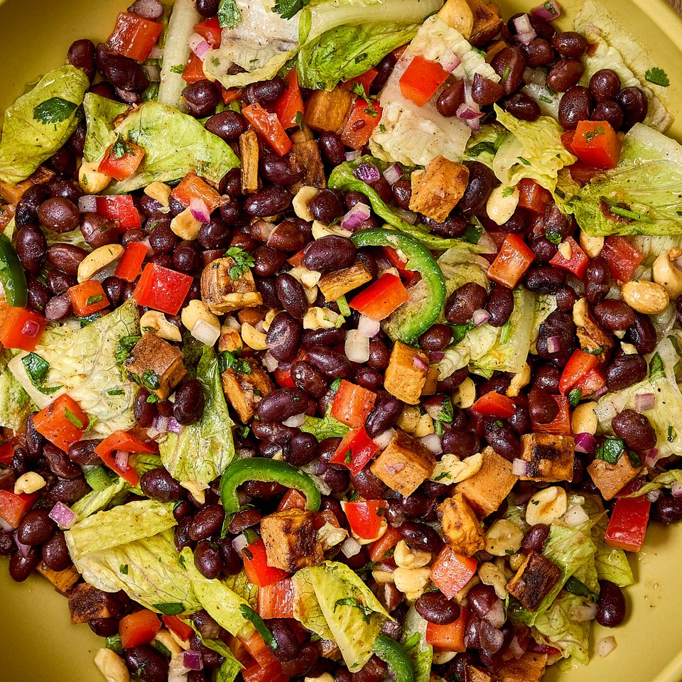 Black bean salad with vegetables and a light garnish Credit: Photographer: Brittney Cottrell, Food Stylist: Julia Levy, Prop Stylist: Abby Armstrong.
