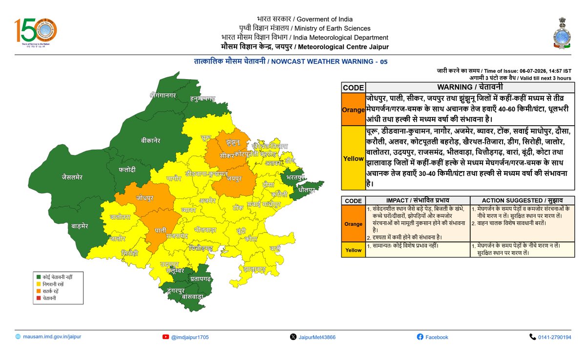 Rain Alert - Heavy Rain Lashes & Hailstorm in Jaipur, Warning Expected in 23 Districts 2 Image