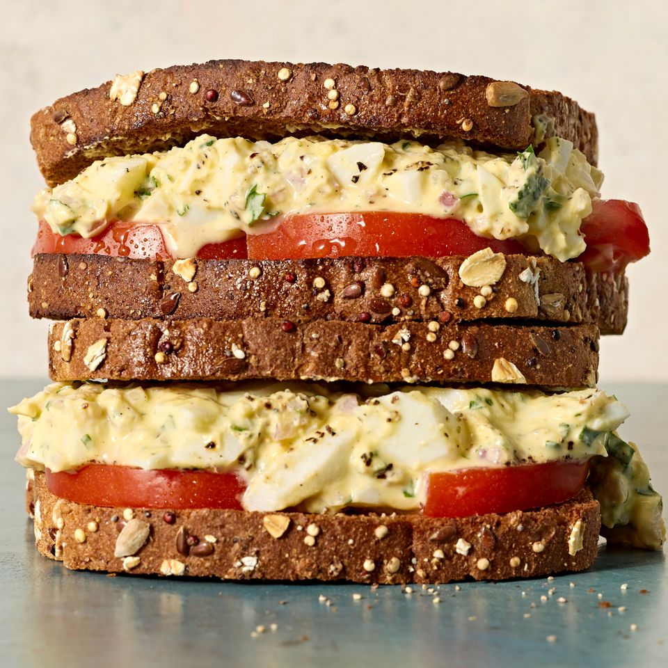 A recipe image of Tomato-Egg Salad Sandwich Credit: Photographer: Jen Causey.