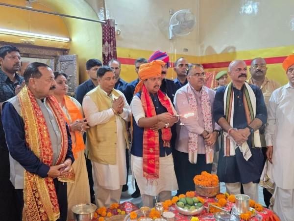 BJP national president Nitin Nabin peforming Puja at Jammu's historical Shri Raghunath temple Nitin Nabin