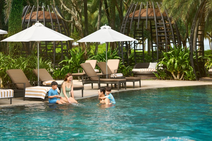 Families can spend time at the resorts pools and beachfront areas when the weather is clear. Photo courtesy of the resort