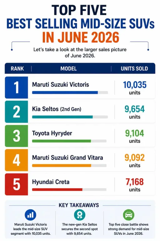 top five mid size suvs sold in june 2026 top five mid size suvs sold in june 2026