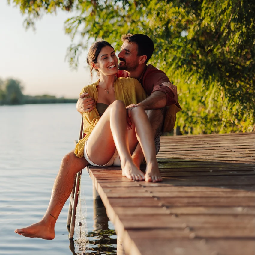 happy man makes life easier by sharing happiness with his girlfriend