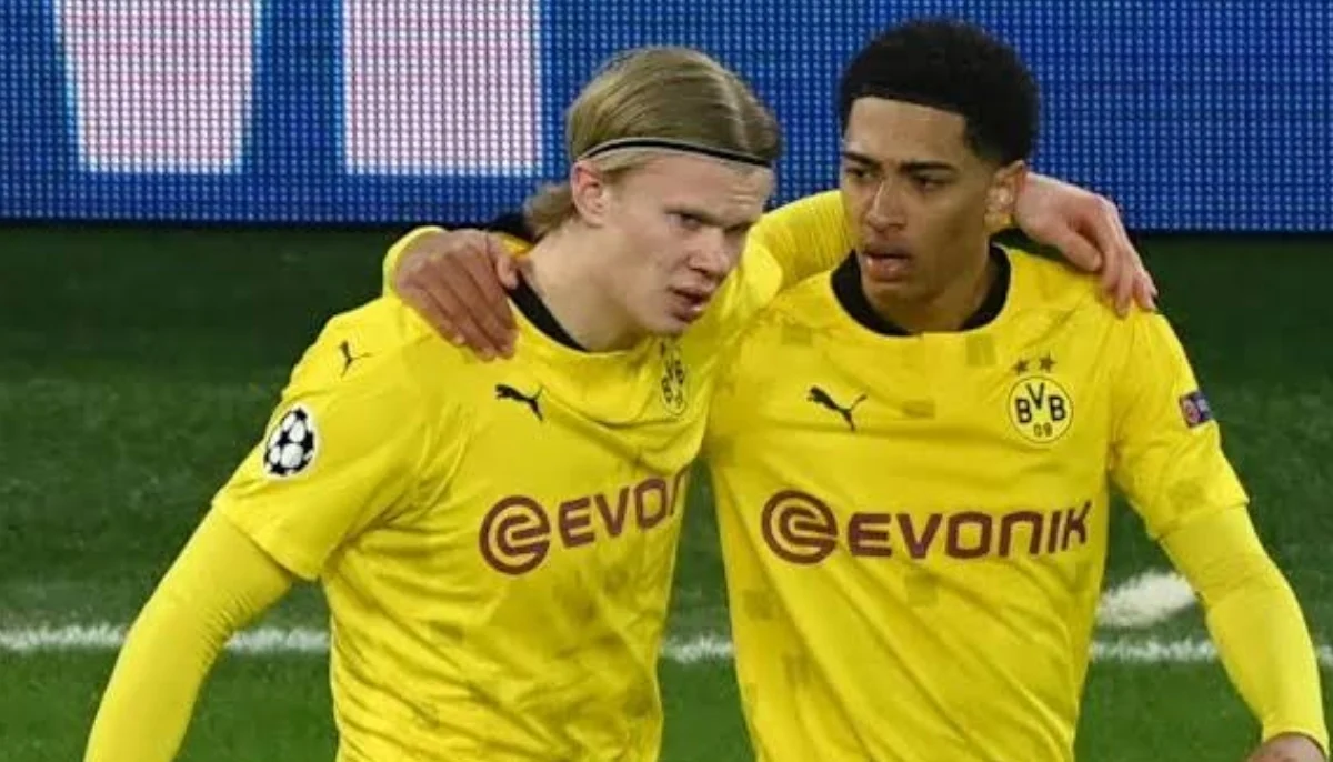 Erling Haaland and Jude Bellingham as teammates at Borussia Dortmund.