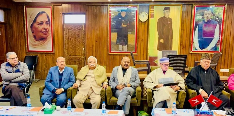 File picture: National Conference president Dr. Farooq Abdullah chairing working committee meeting of the party at Srinagar NC working
