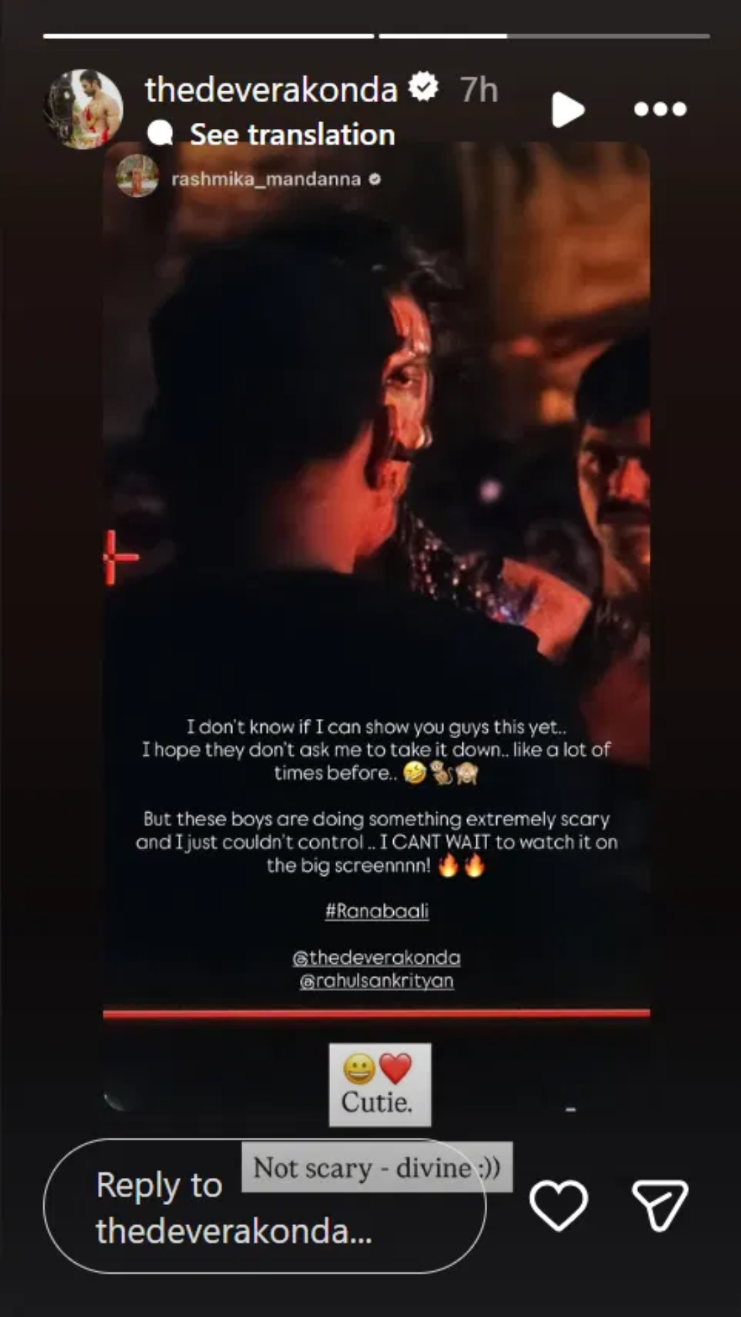 Vijay Devarakonda reshare rashmika story