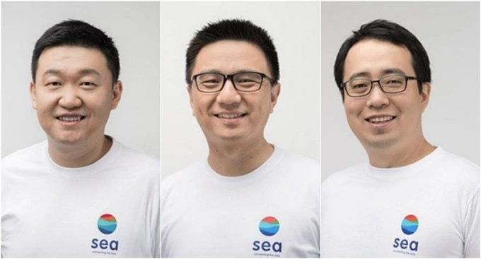 The three co-founders of Sea Limited: (from left) Forrest Li, Gang Ye, and David Chen. Photo from the companys website