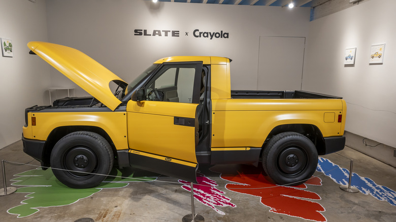 Yellow Slate truck on display at a Crayola booth