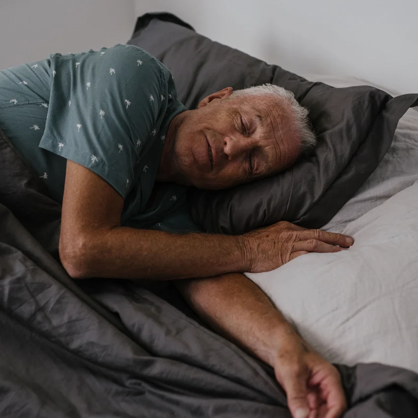 aging man getting good sleep to stay mentally physically strong