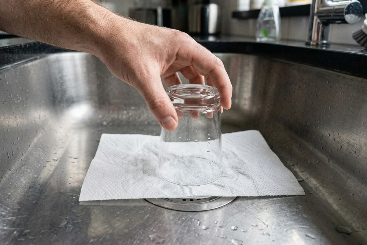 Kitchen sink drain odour: How the paper and glass test works