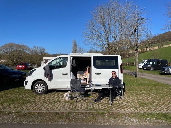Andy and Claire Stocks outside their van Andy and Claire Stocks outside their van