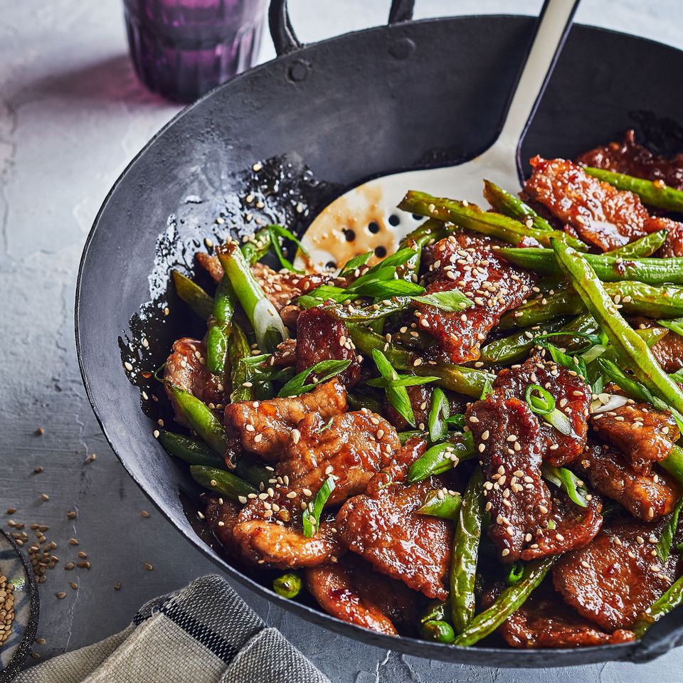 Pork & Green Bean Stir-Fry Credit: Johnny & Charlotte Autry
