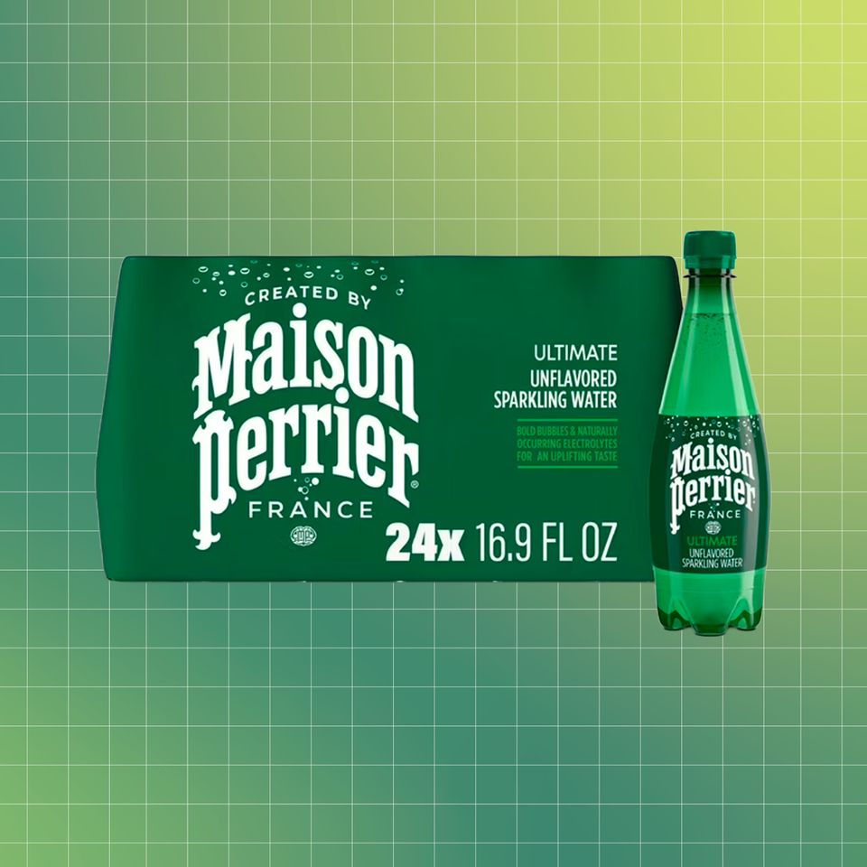 Maison Perrier sparkling water packaging and bottle Credit: Courtesy of Brand. EatingWell design.