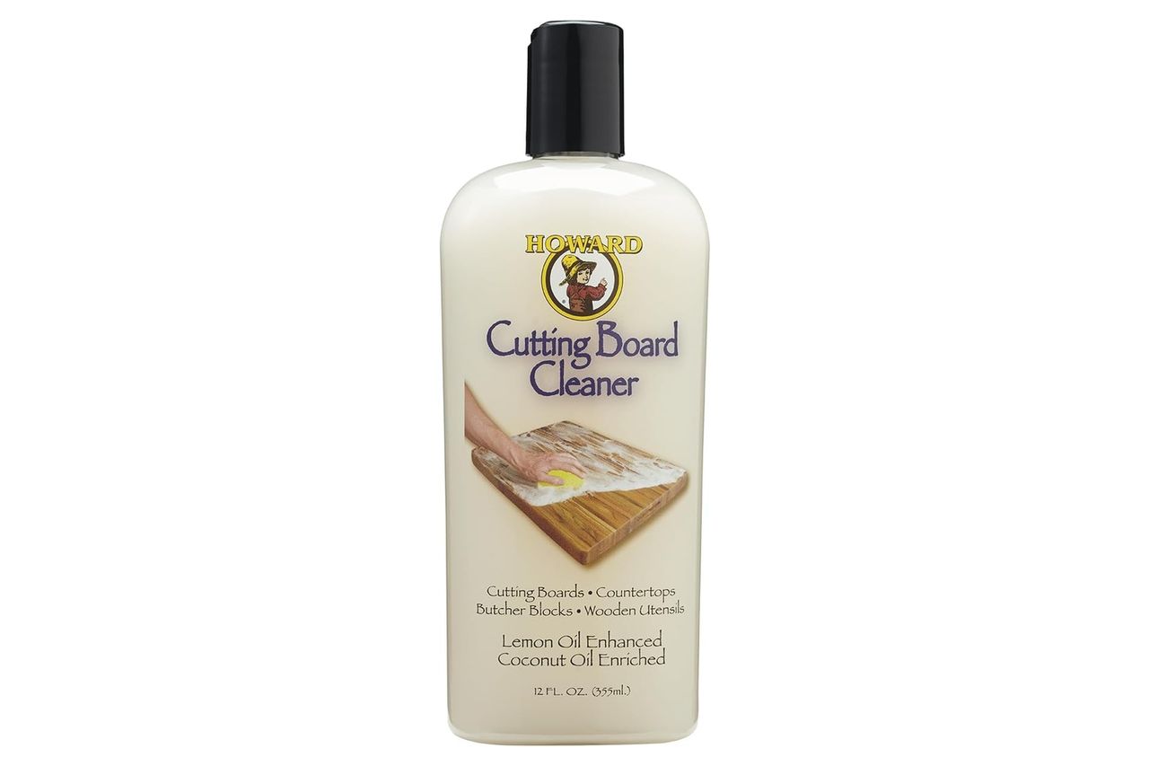 Howard Products CBC012 Wood Cutting Board Cleaner, Wood Cleaner for Wooden Cutting Boards, 12 oz Credit: Amazon