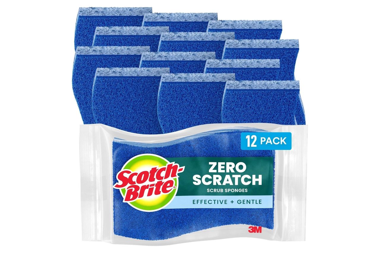 Scotch-Brite Non-Scratch Scrub Sponges, for Washing Dishes and Kitchen Use, 12 Scrub Sponges Credit: Amazon