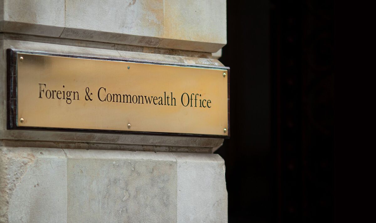 Shiny Foreign & Commonwealth brass plaque outside the offices in Westminster, London with space for copy Shiny Foreign & Commonwealth brass plaque outside the offices in Westminster, London with space for copy