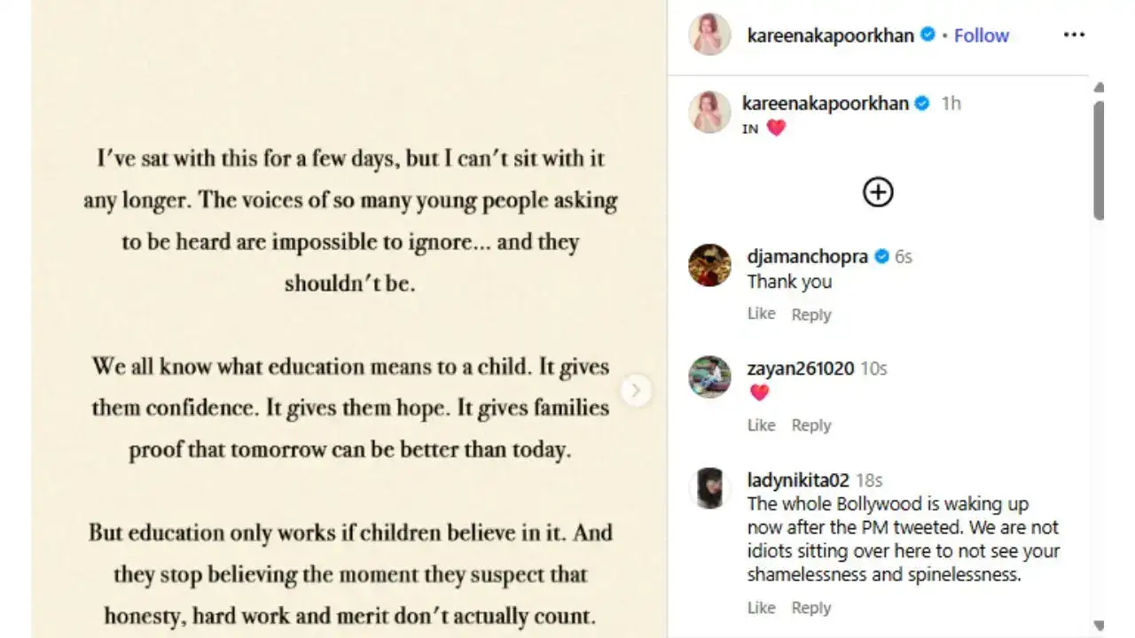 Kareena Kapoor supported the students' protest