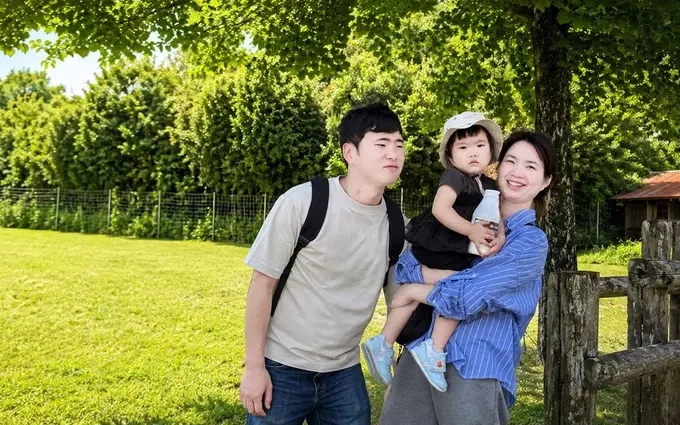 The couple with their daughter on a trip in 2026. Photo provided by subject
