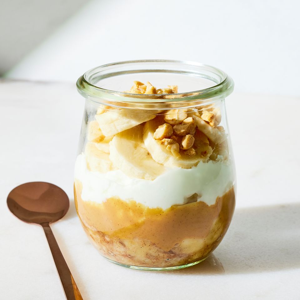 an image of the Banana–Peanut Butter Yogurt Parfait Credit: Photographer: Jake Sternquist, Food Stylist: Holly Dreesman, Prop Stylist: Lexi Juhl