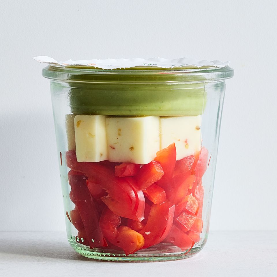 The high-fiber guacamole snack jar recipe Credit: Photographer: Rachel Marek, Food Stylist: Holly Dreesman, Prop Stylist: Gabriel Greco