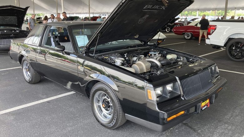 1987 Buick Regal Grand National with hood open, front-right 3/4 view