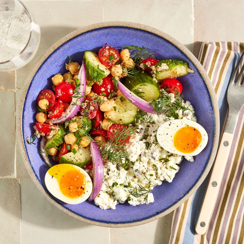 an image of the Savory Cottage Cheese Bowl Credit: Photographer: Jen Causey, Food Stylist: Margaret Monroe Dickey, Prop Stylist: Priscilla Montiel