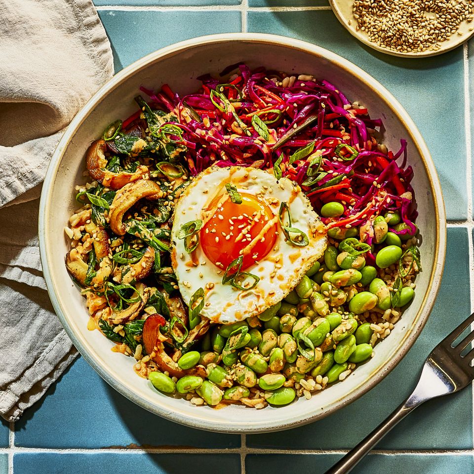 Anti-Inflammatory Bibimbap-Inspired Veggie Bowls image Credit: Heami Lee, Food Stylist: Emily Nabors Hall, Prop Stylist: Christine Keeley
