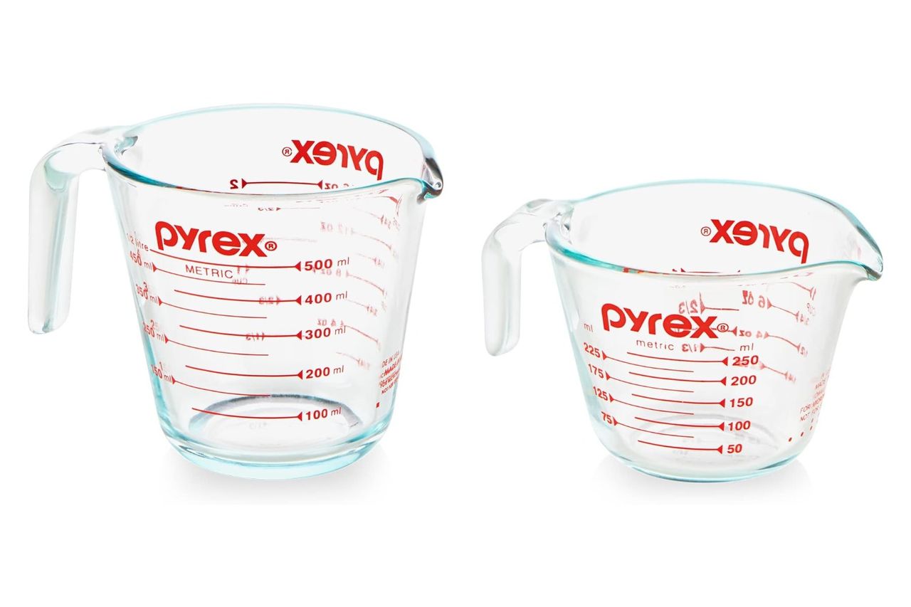Pyrex Essentials 2 Pack Glass Measuring Cups Set Credit: Amazon