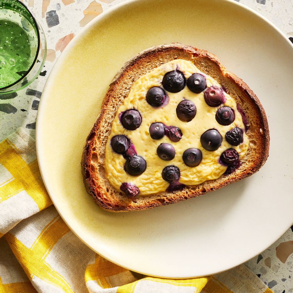 Blueberry-Lemon Yogurt Toast Credit: Photographer / Frederick Hardy II, Food Stylist / Marianne Williams, Prop Stylist / Christina Daley