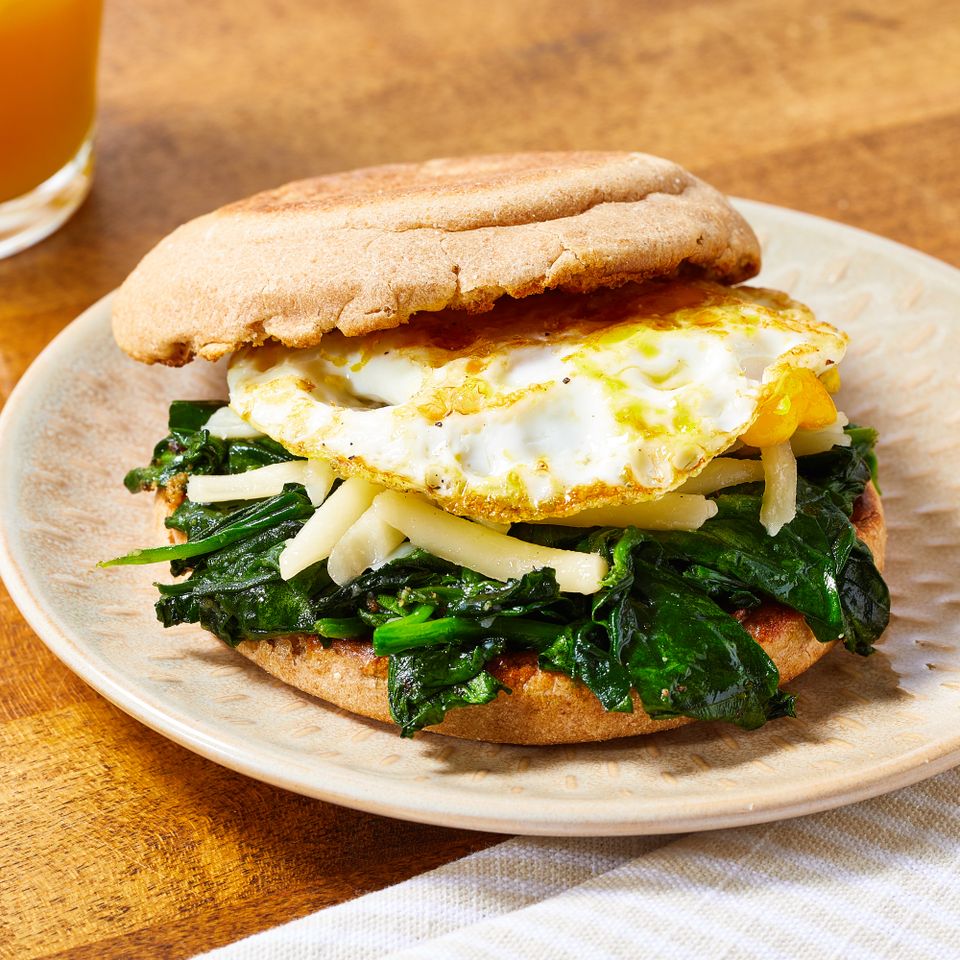 Egg, Spinach, and Cheddar Breakfast Sandwich Credit: Brie Goldman