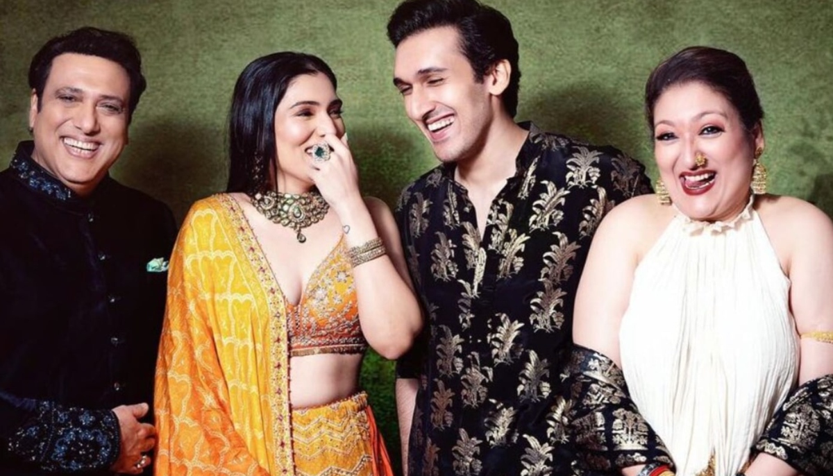 Govinda and Sunita Ahuja with their daughter Tina Ahuja and son Yashvardhan Ahuja.