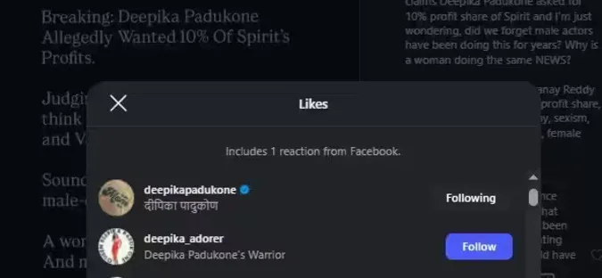 Deepika's reaction