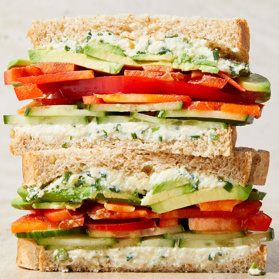 loaded cucumber and avocado sandwich Credit: Jacob Fox