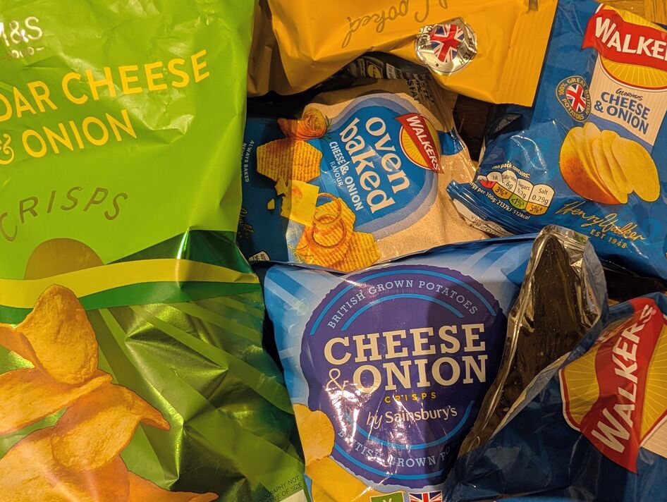 different packets of crisps
