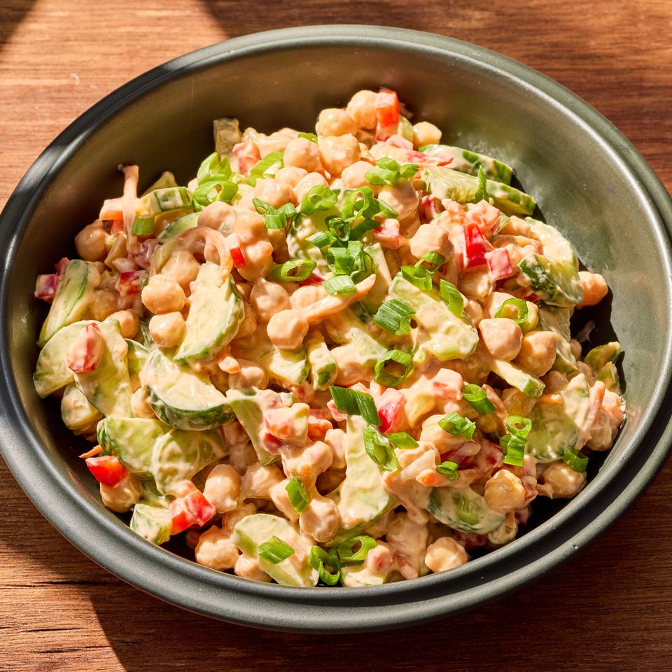 A recipe image of Bang Bang Chickpea Salad Credit: Photographer: Grant Webster, Food Stylist: Holly Dreesman, Prop Stylist: Dera Burreson.