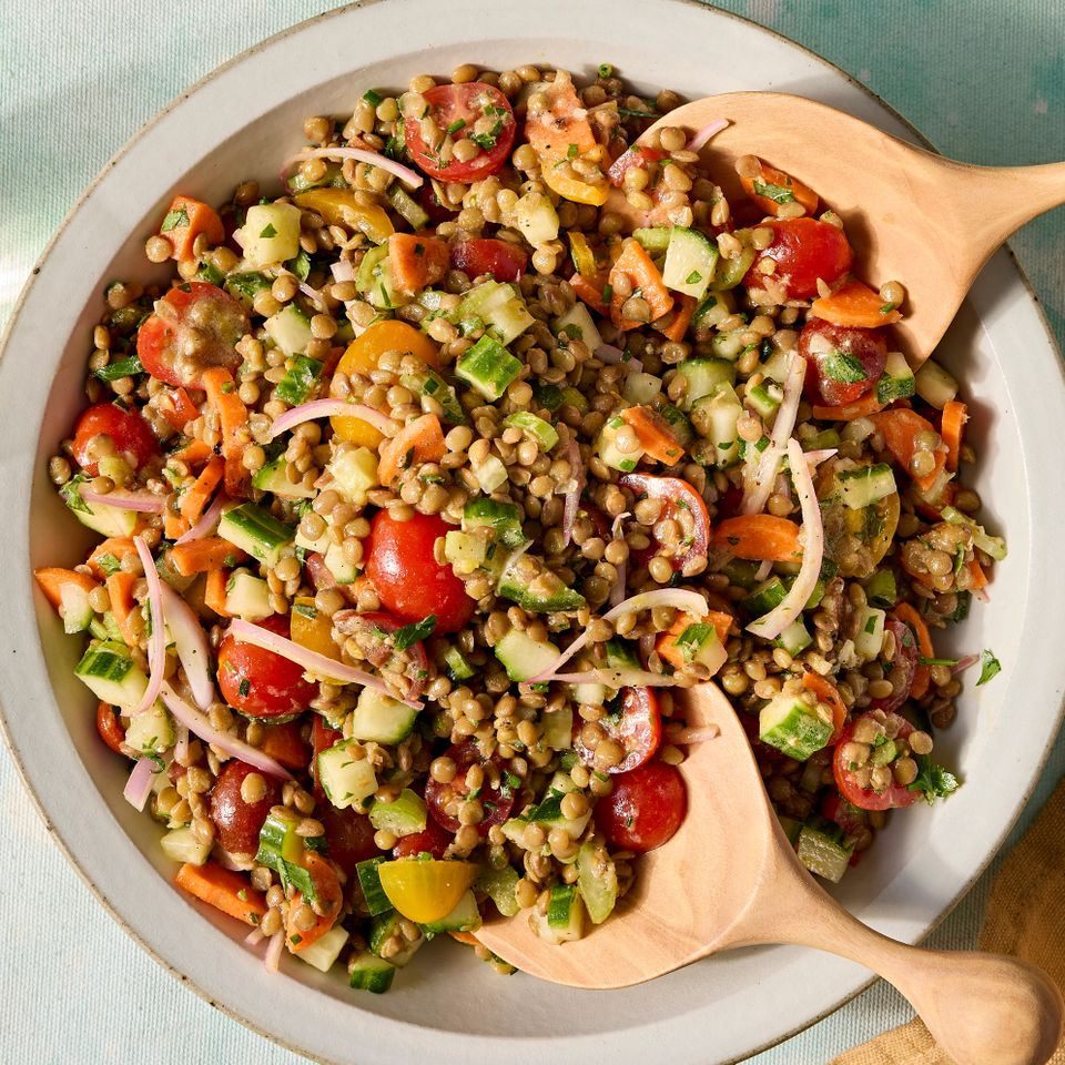A recipe image of French Lentil Salad. Credit: Photographer: Jen Causey.