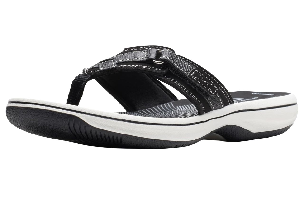 Clarks Women's Breeze Sea Flip-Flop, Black Synthetic, 10 | Flip-Flops Credit: Amazon
