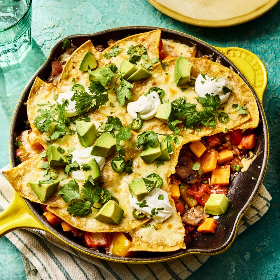 Recipe image of Veggie Fajita Casserole. Credit: Photographer: Morgan Hunt Ward, Prop Stylist: Priscilla Montiel, Food Stylist: Chelsea Zimmer.