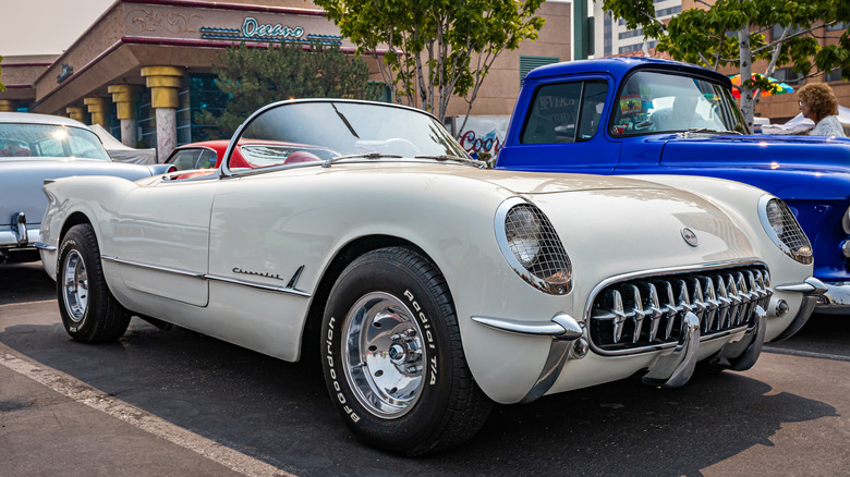 A 1954 Chevrolet Corvette at a car show.