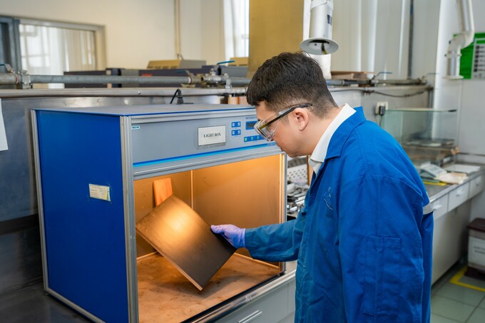Color matching and assessment help manufacturers maintain color consistency across different materials and finishes. Photo courtesy of AkzoNobel