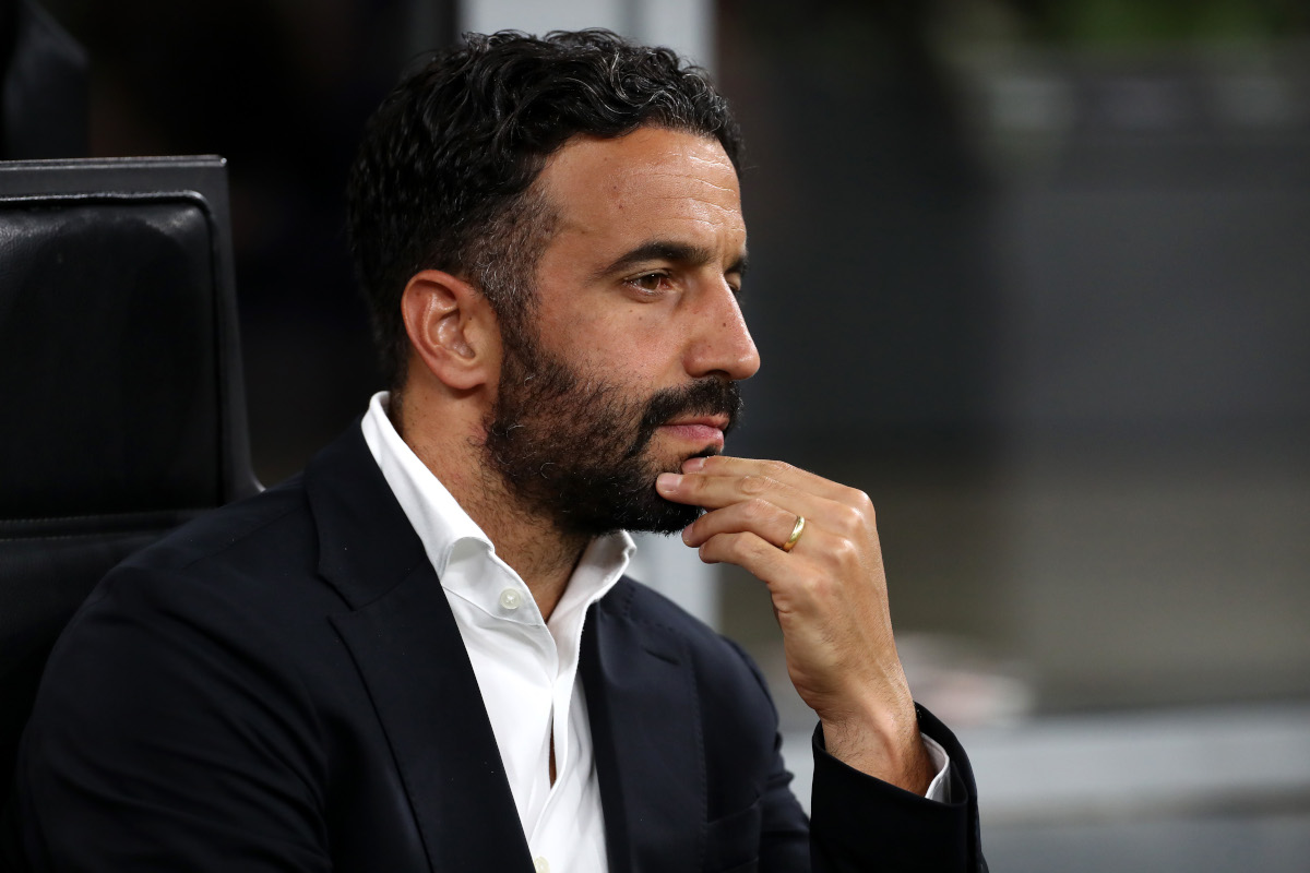MILAN, ITALY - AUGUST 28: Ruben Amorim, Manager of AC Milan, looks on before the Serie A match between AC Milan and Venezia FC at Stadio Giuseppe Meazza on August 28, 2026 in Milan, Italy. (Photo by Marco Luzzani/Getty Images)