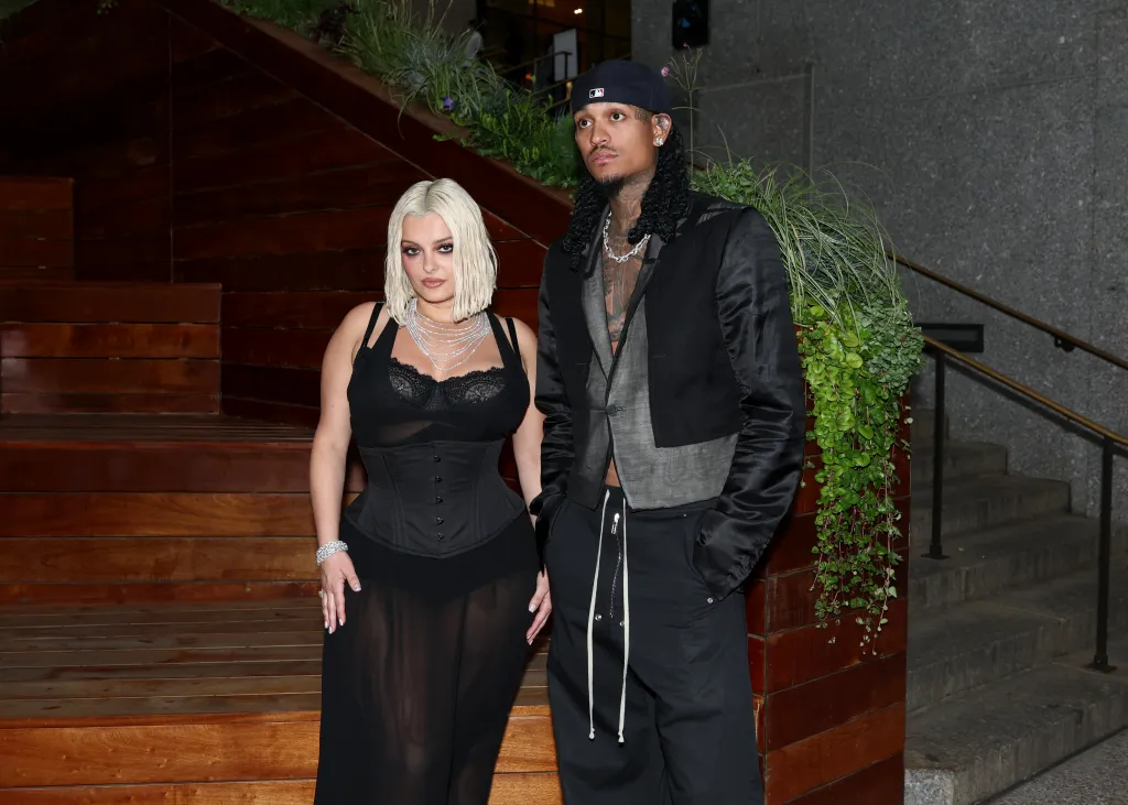 Bebe Rexha and Jidenna pose together at the CFDA & Vogue event.