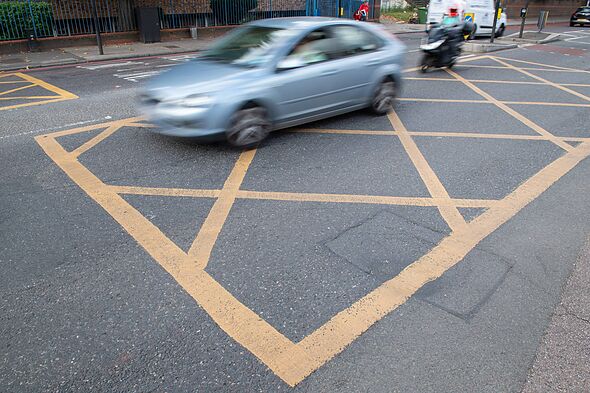 A car in a yellow box junction A car in a yellow box junction