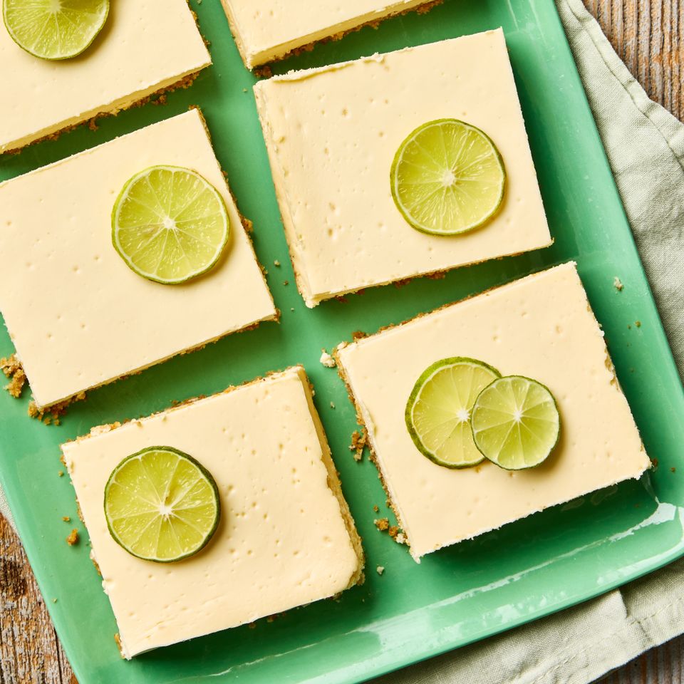 a recipe photo of the Key Lime PieâInspired Cheesecake Bars Credit: Greg Dupree
