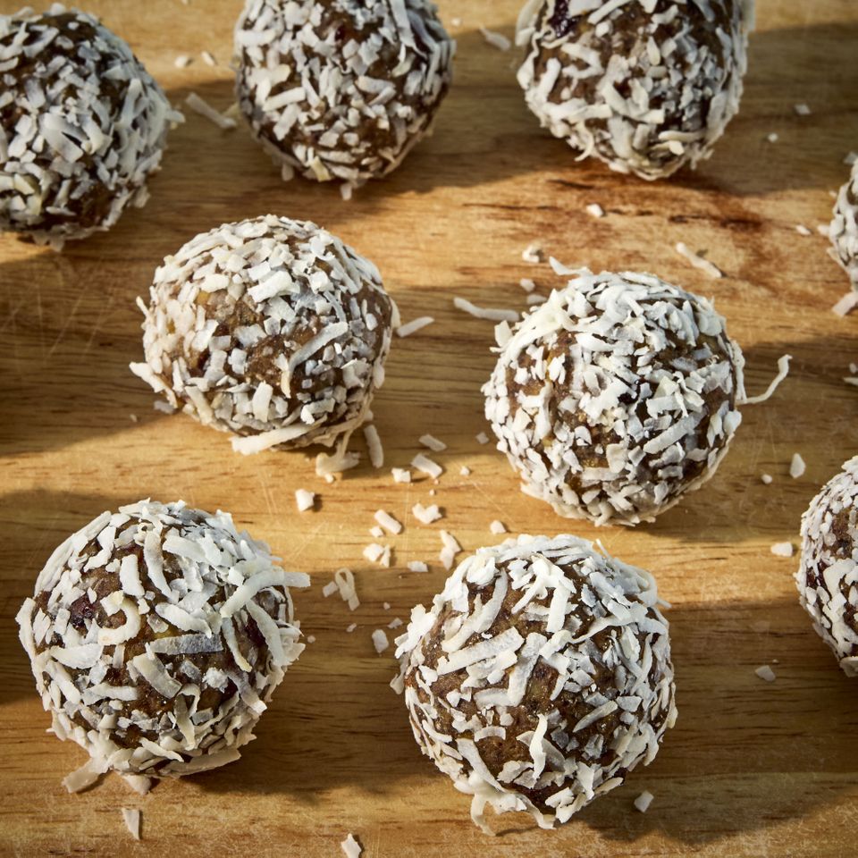 Recipe photo of trail mix energy balls Credit: photographer: Jen Causey, food stylist: Julian Hensarling, prop stylist: Josh Hoggle